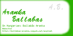 aranka ballabas business card